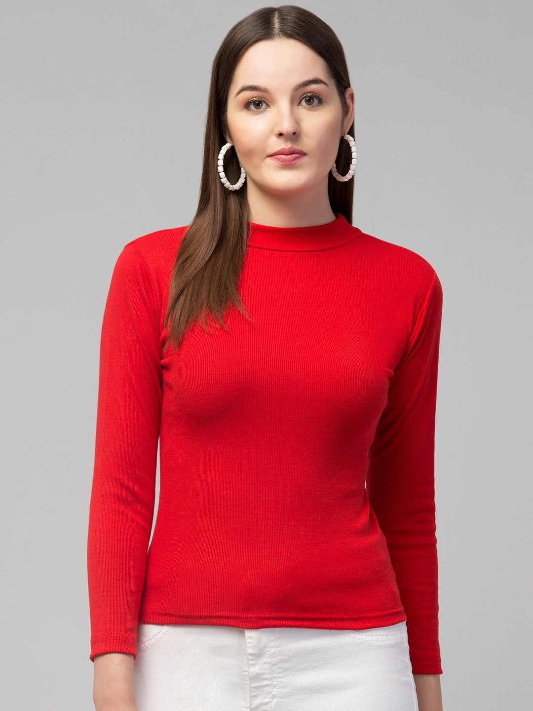 

Swaggish Women High Neck Top, Red