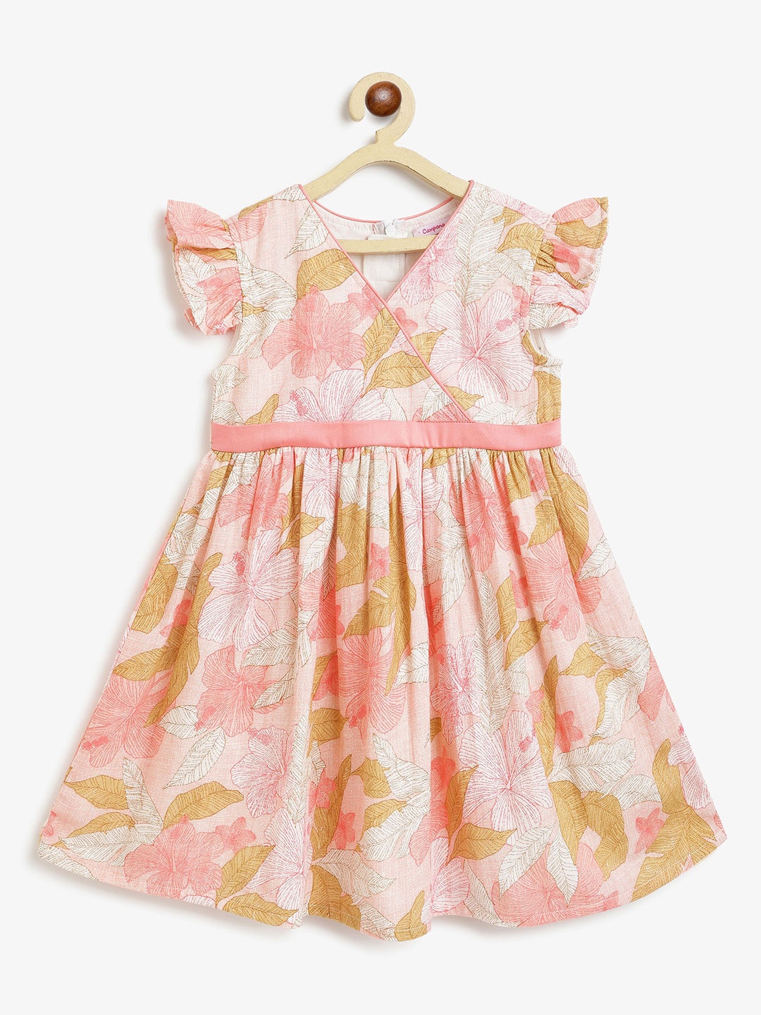 

Campana Floral Print Flutter Sleeve Fit & Flare Dress, Pink