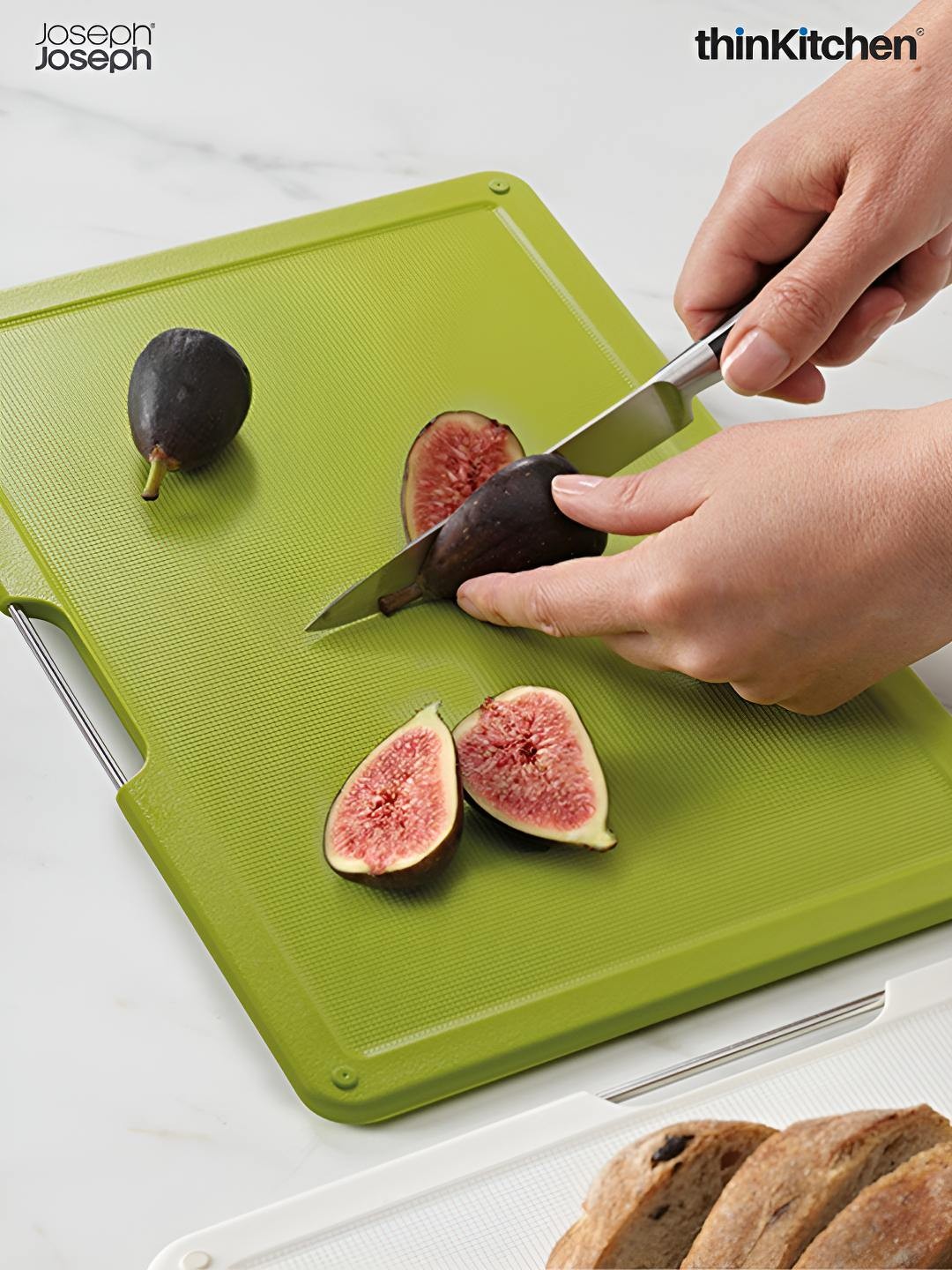 

Joseph Joseph 3-Pcs Green & Blue Textured Chopping Board Set With Case, Grey