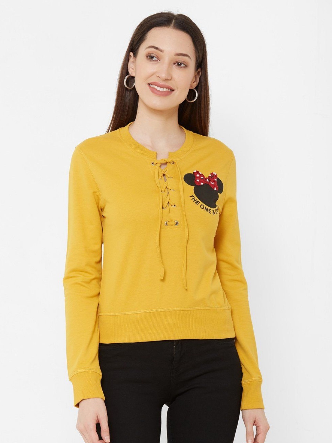 

Kraus Jeans Women Typography Printed Slim Fit T-shirt, Mustard