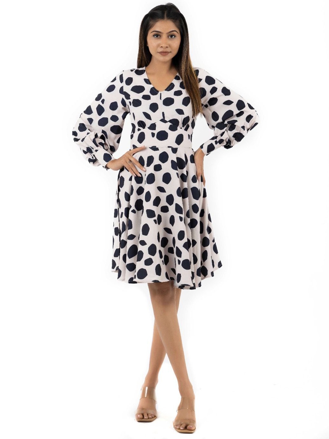 

KUNDAN FAB Print Flared Sleeve A-Line Dress, Multi