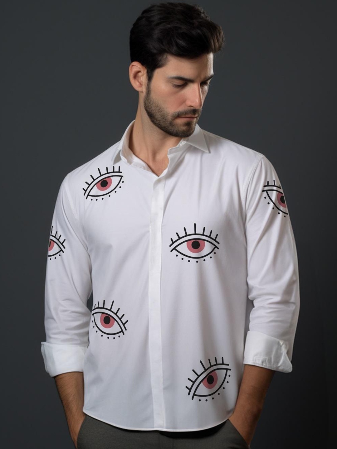 

HE SPOKE Men Smart Tailored Fit Opaque Casual Shirt, White