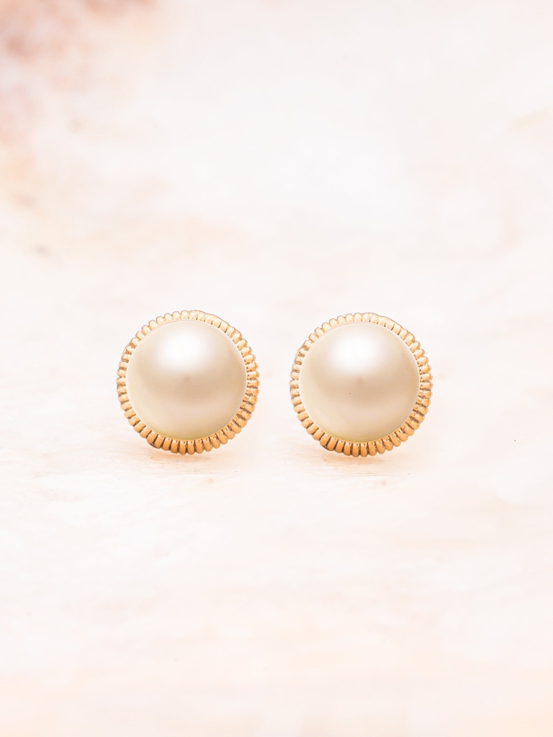 

Nipura 925 Sterling Silver Gold-Plated Pearls Circular Shaped Studs, Cream