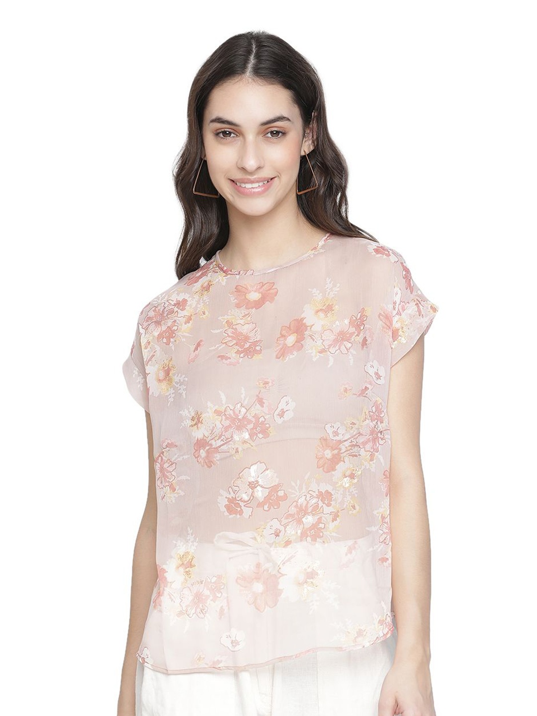 

XOXO Cherry Floral Print Top, Pink