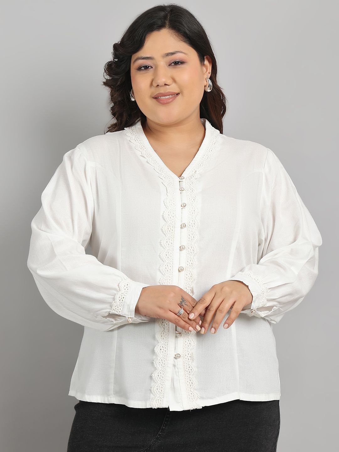 

Tulsattva Women Classic Opaque Casual Shirt, White