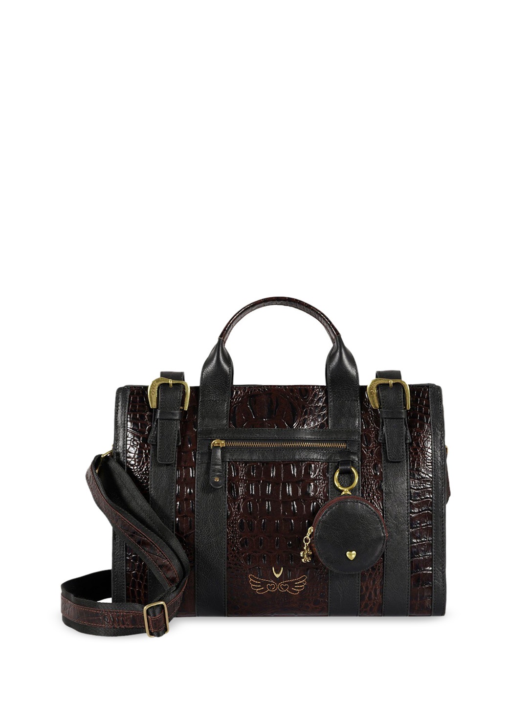 

Hidesign Leather Structured Shoulder Bag with Cut Work, Red