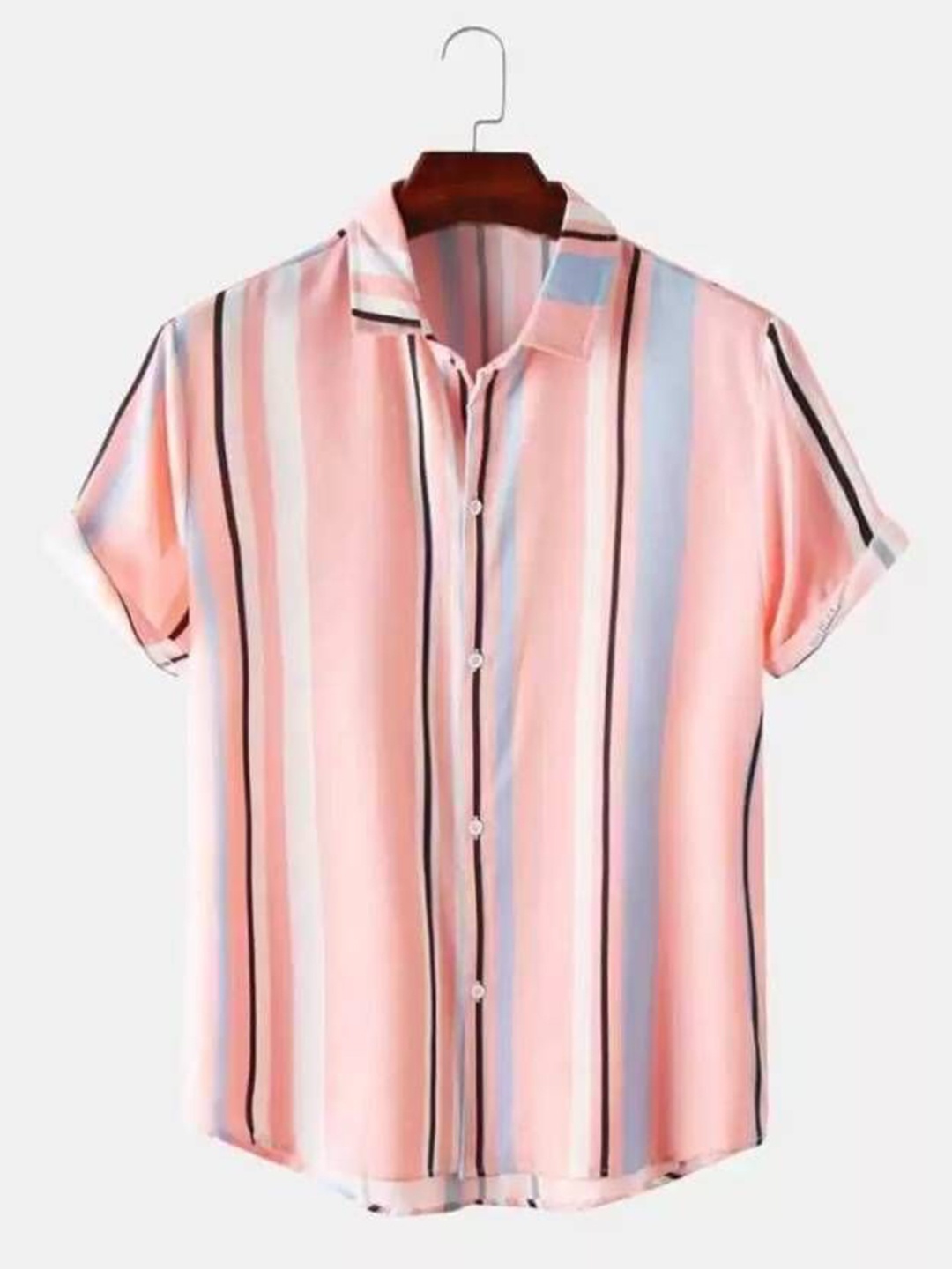 

iCome Men Classic Opaque Striped Casual Shirt, Pink