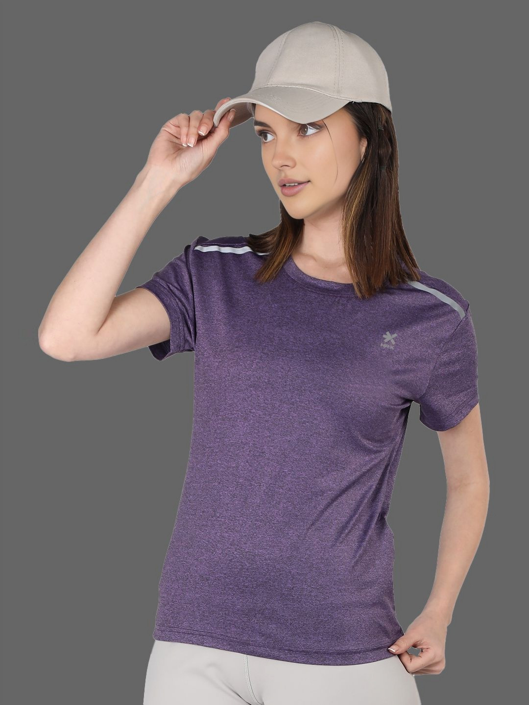 

HRX by Hrithik Roshan Women Solid Round Neck T-shirt, Purple