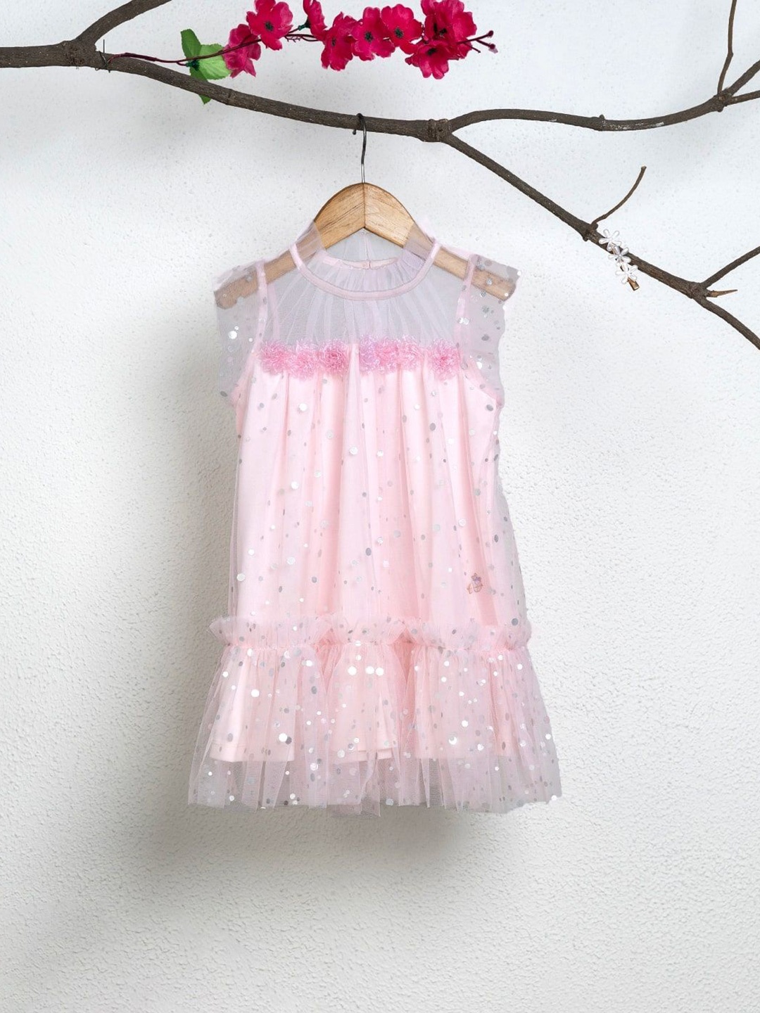 

Purple United Kids Girls Polka Dot Net Drop-Waist Dress, Pink