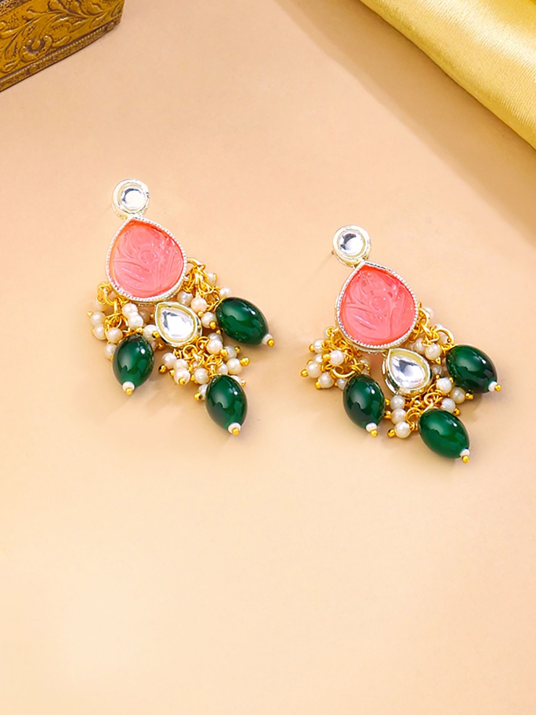 

Yellow Chimes Gold-Plated Artificial Stones Contemporary Studs Earrings