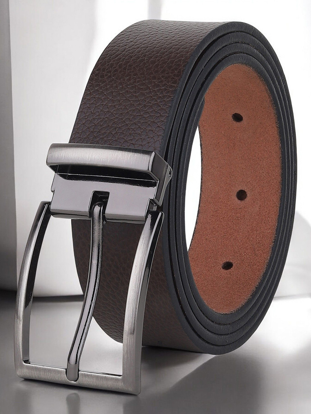 

Metronaut Men Textured Leather Belt, Brown