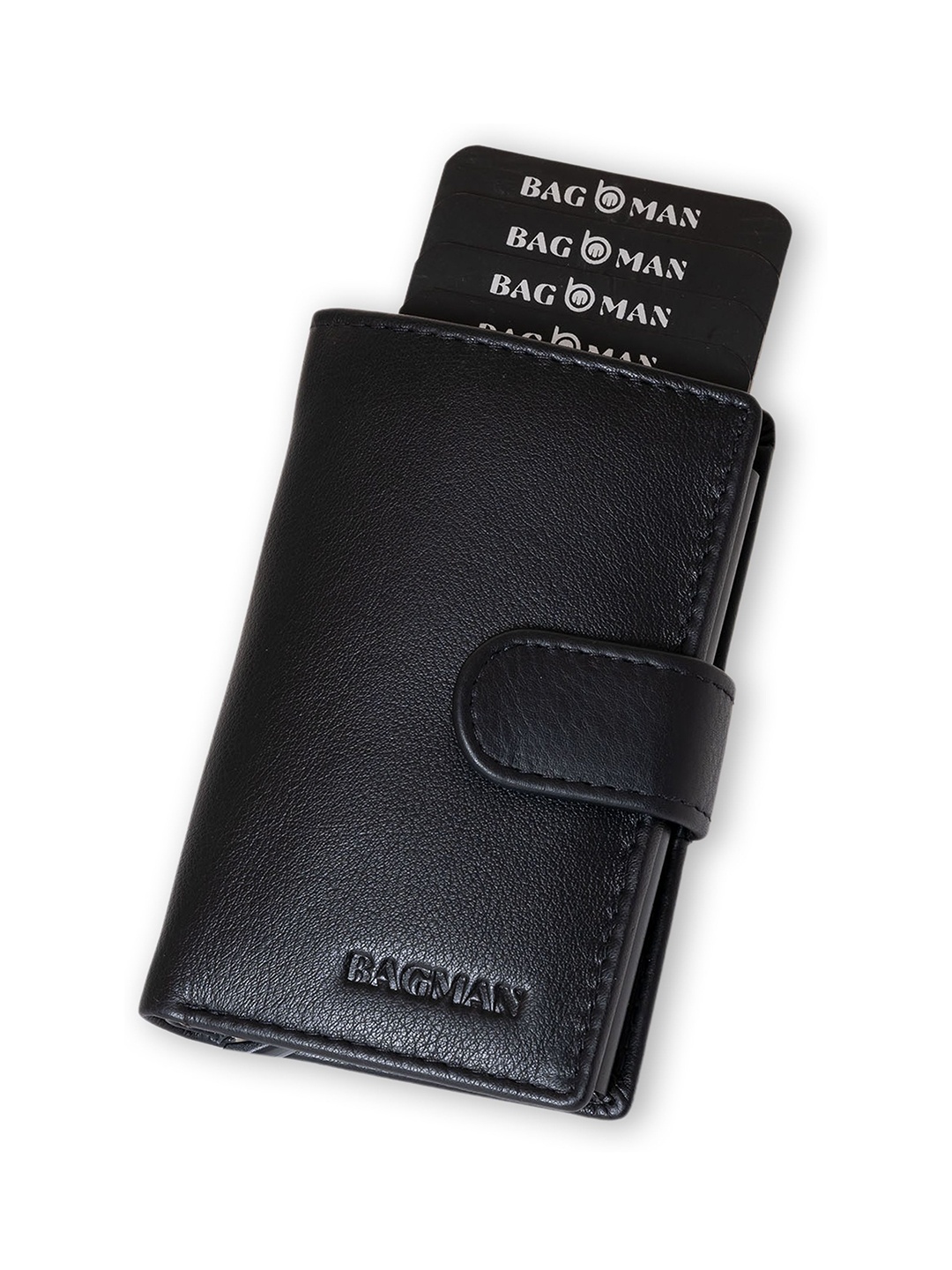 

BAGMAN Men RFID Leather Card Holder, Black