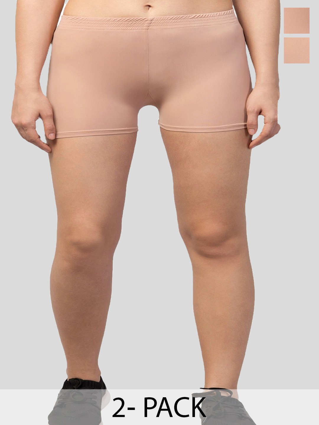 

CKARFE Women Pack Of 2 Mid-Rise Running Sports Shorts, Beige