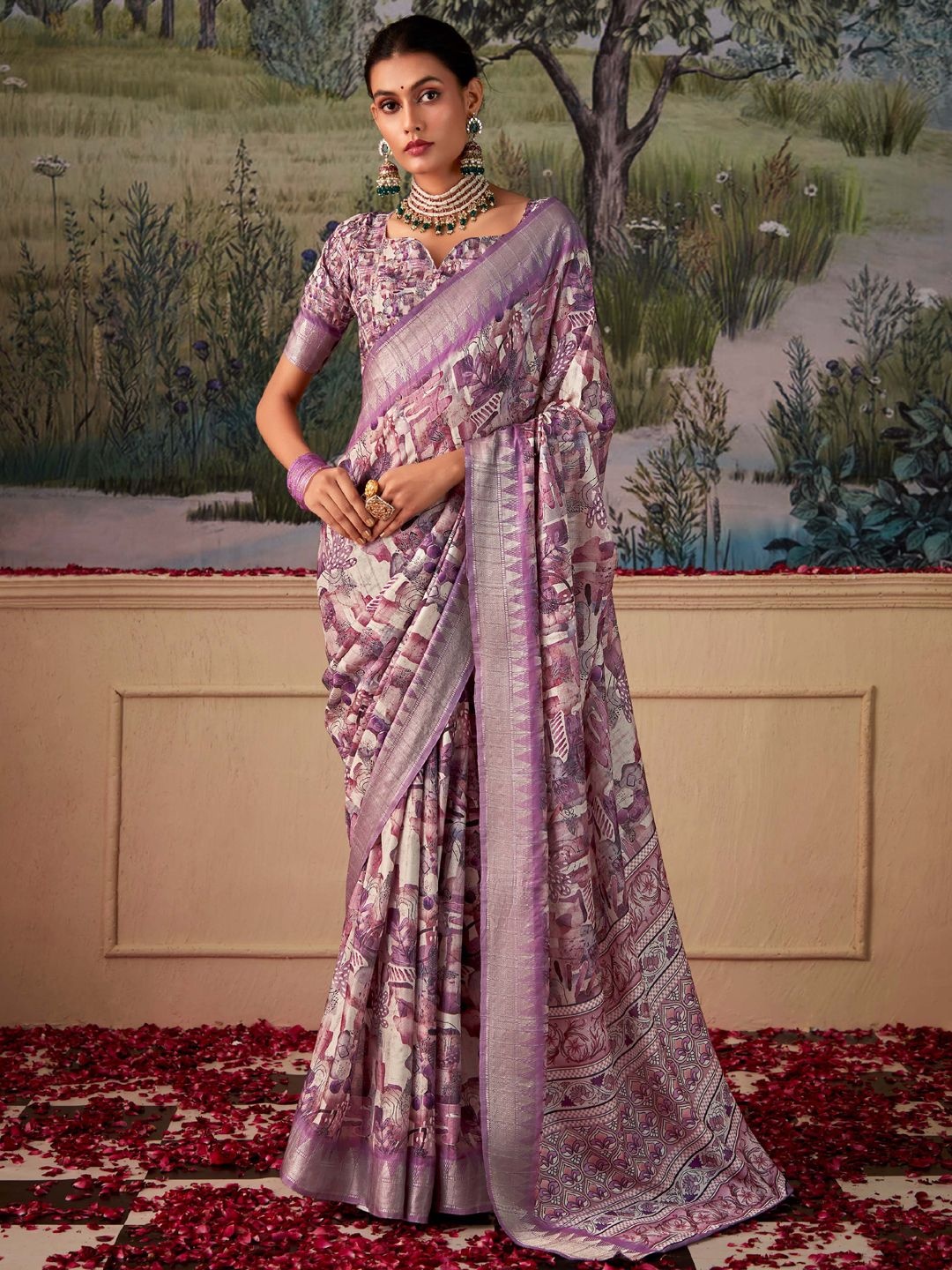 

DIVASTRI Zari Tussar Saree, Purple