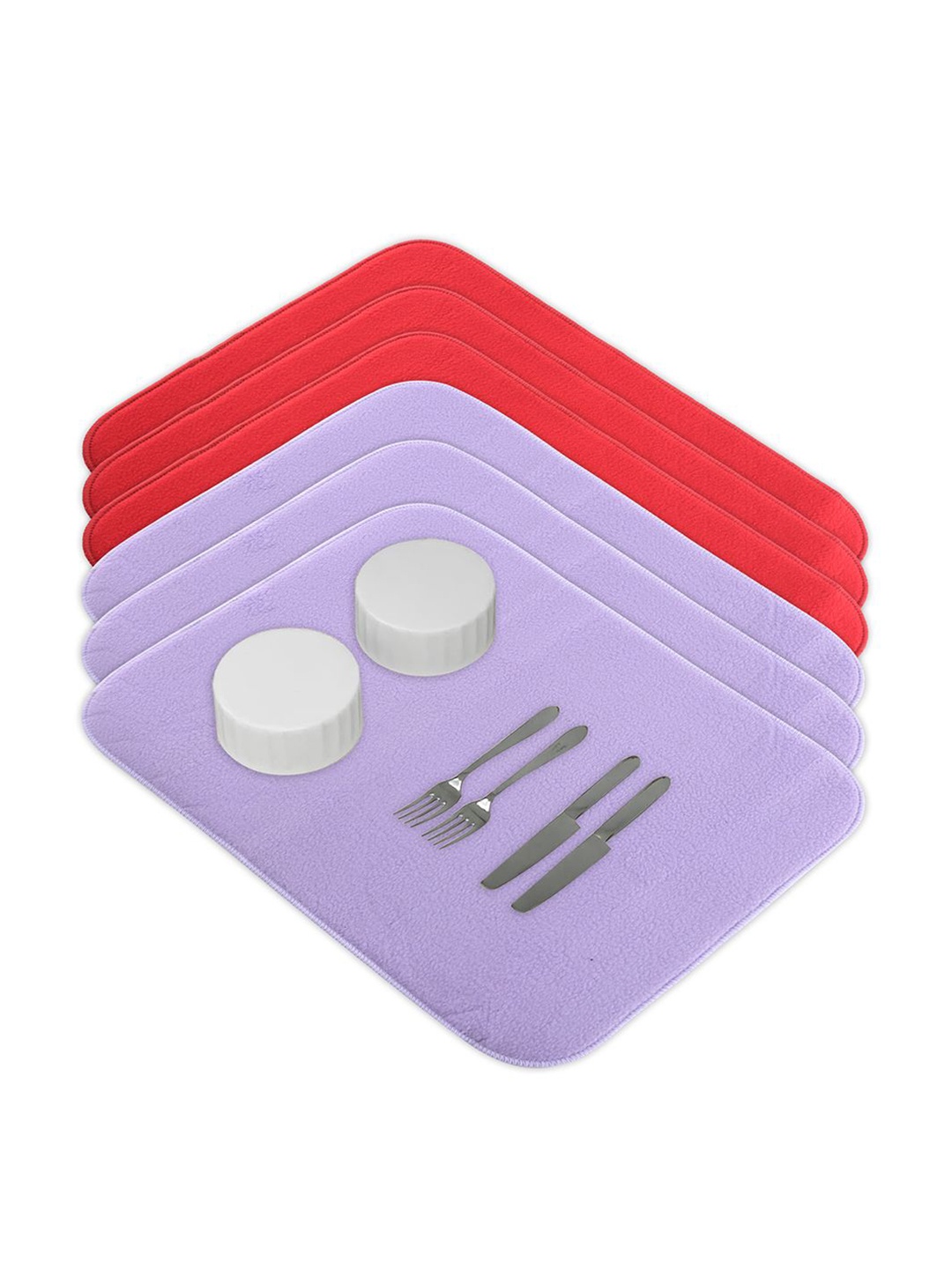 

Kuber Industries 6-Pcs Purple & Red Non Slip Dish Drying Mats