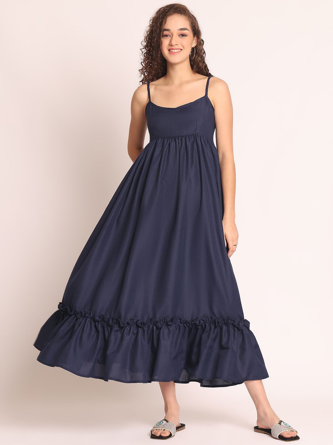 

EROTISSCH Women Empire Midi Dress, Navy blue