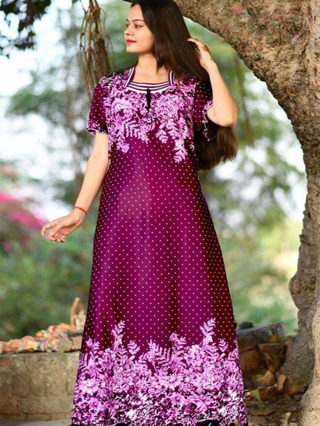 

PR PINK ROYAL Printed Maxi Nightdress, Purple