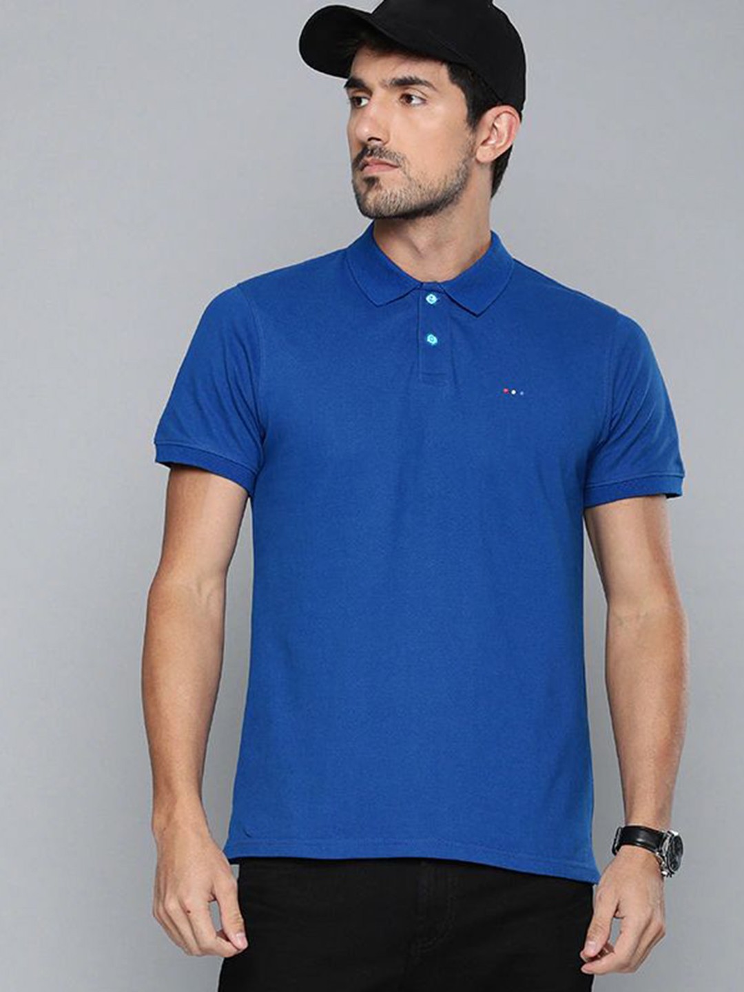 

Organic Chics Men Anti Odour Solid Polo Collar Cotton T-shirt, Blue