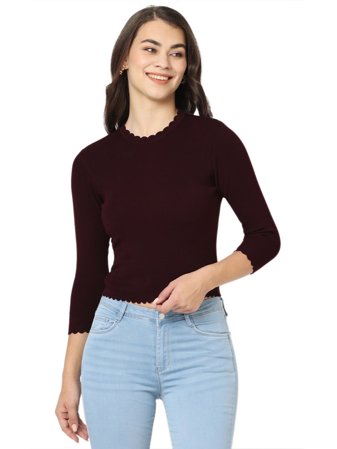 

Kraus Jeans Women Slim Fit T-shirt, Maroon