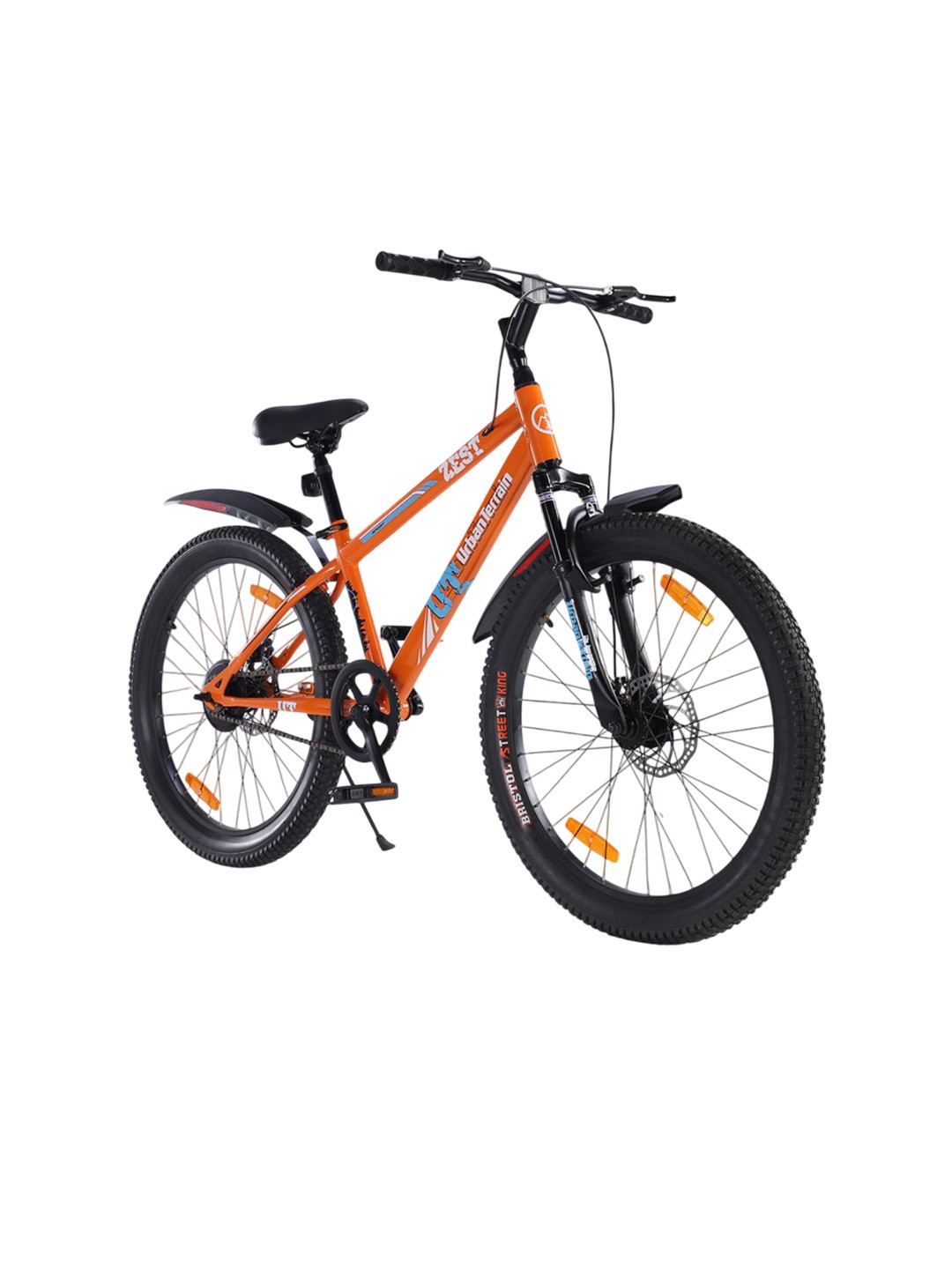 

URBAN TERRAIN Zest Cycles 24T With Steel Frame Single Speed MTB Bike, Orange, Black