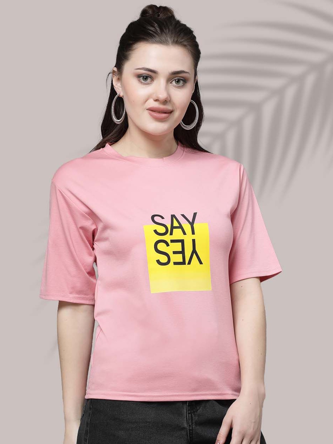 

all about you Women Typography Printed T-shirt, Pink
