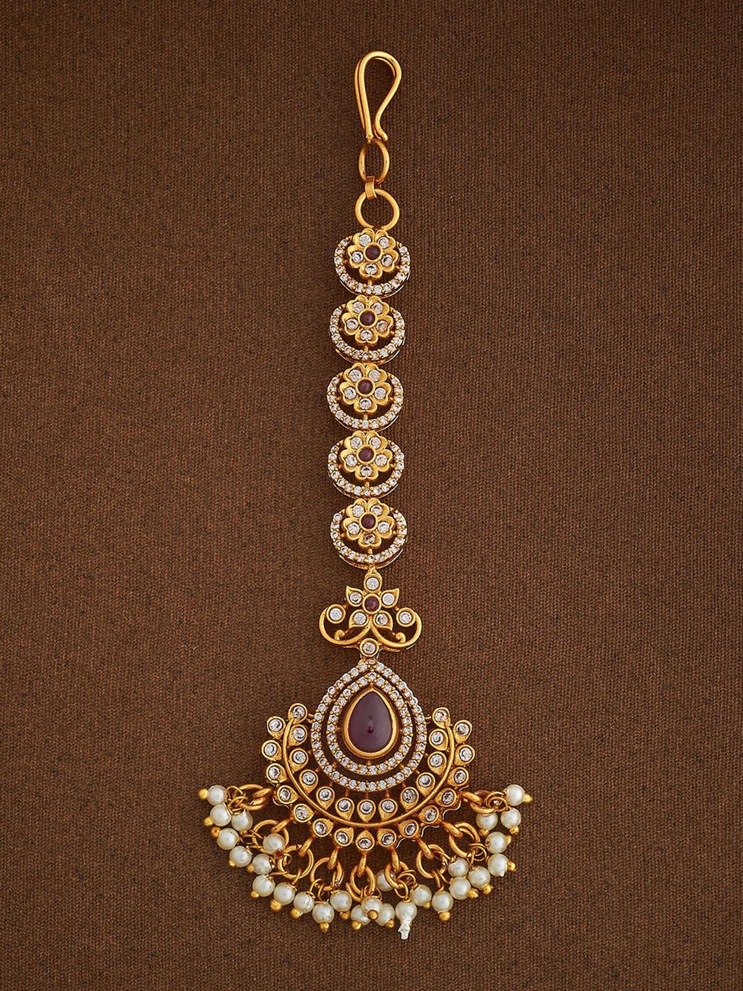 

Kushal's Fashion Jewellery Gold-Plated Maang Tikka