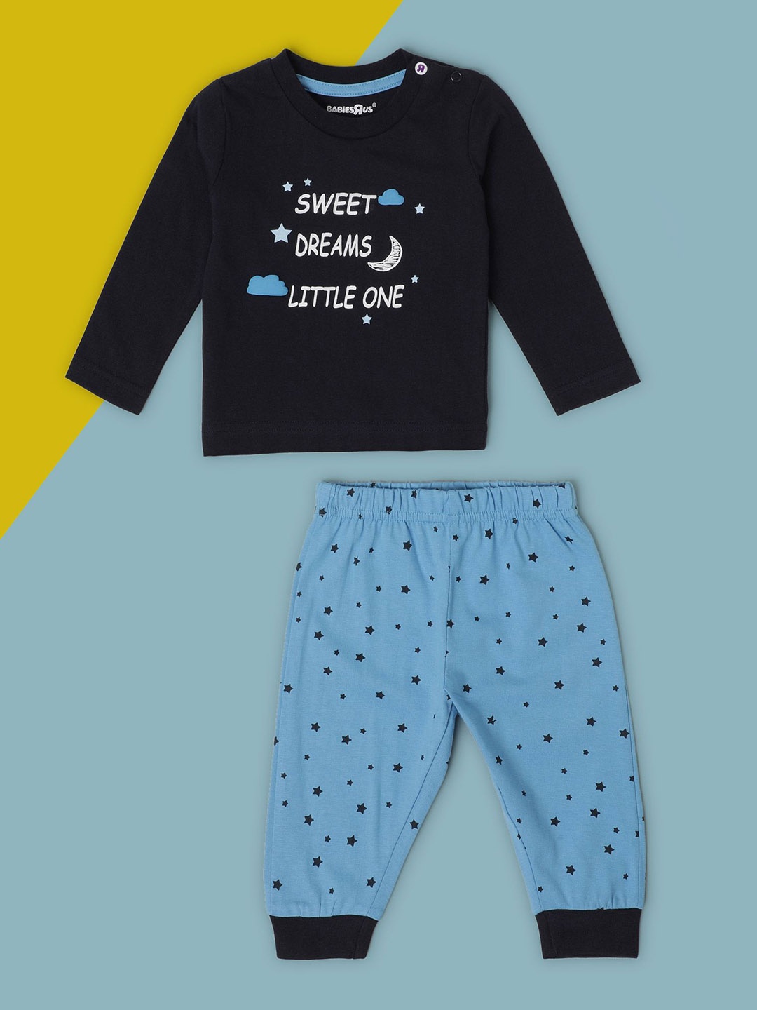 

Babies R Us Boys Printed Pure Cotton T-shirt with Joggers, Navy blue