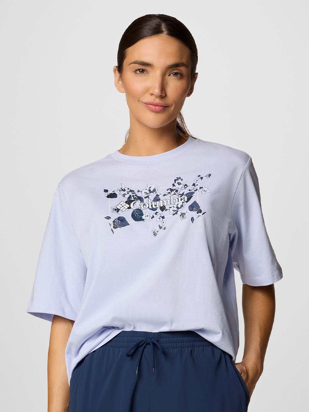 

Columbia Women Graphic Printed Round Neck Cotton Relaxed Fit T-shirt, Lavender