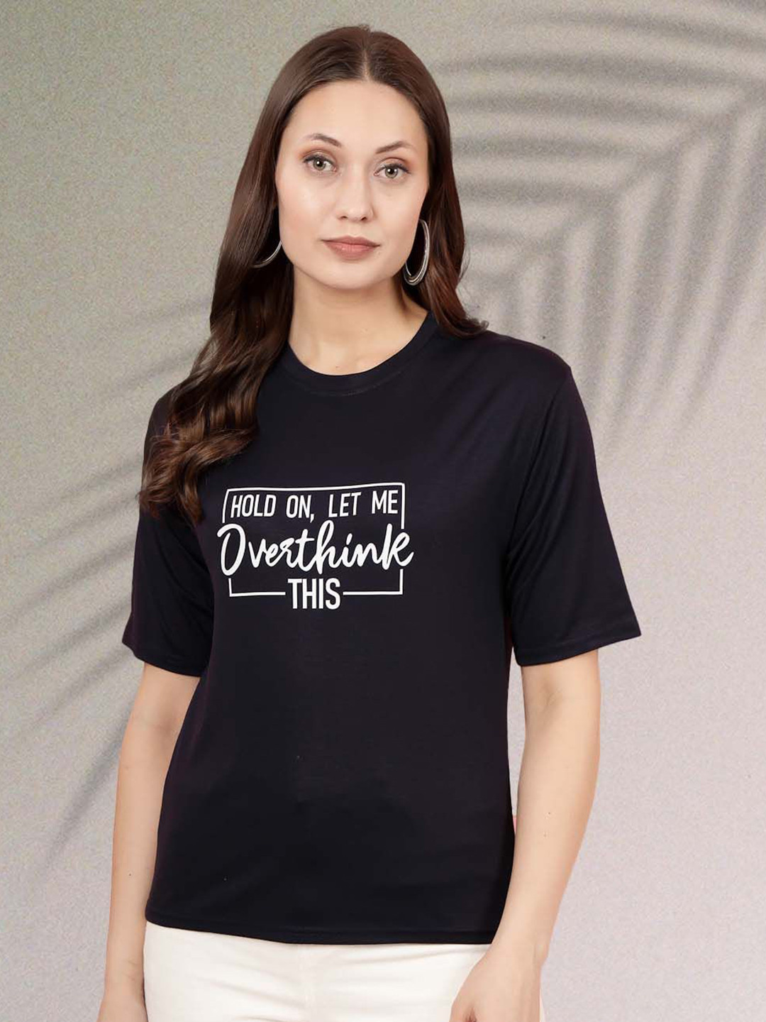 

all about you Women Typography Printed T-shirt, Navy blue