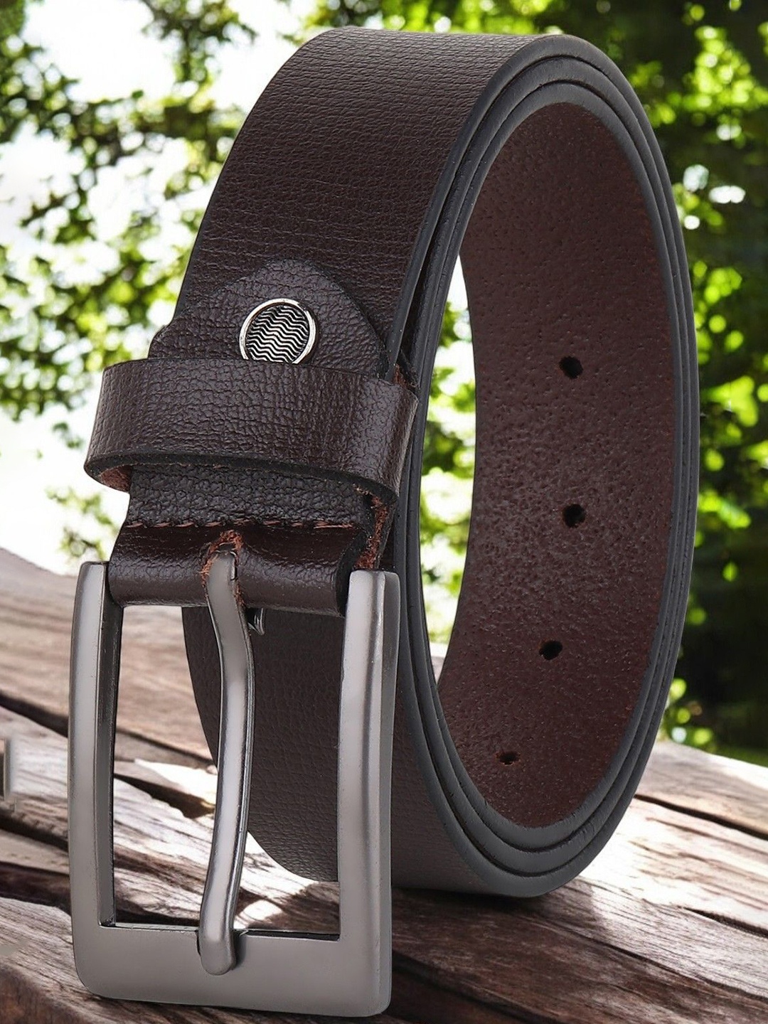 

Metronaut Men Textured Leather Formal Belt, Brown