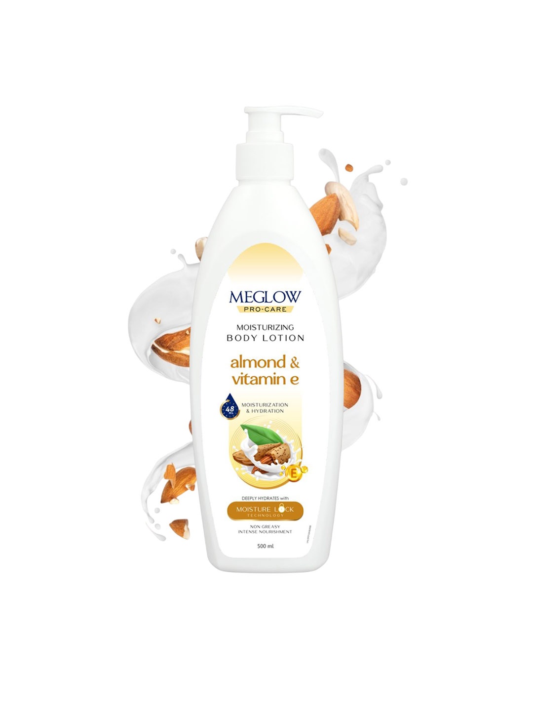 

MEGLOW Almond & Vitamin-E Moisturizing Body Lotion - 500 ml, White