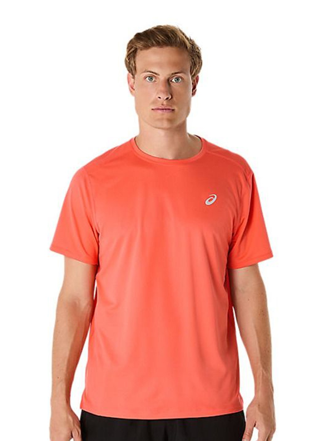 

ASICS Men Solid Round Neck T-shirt, Coral