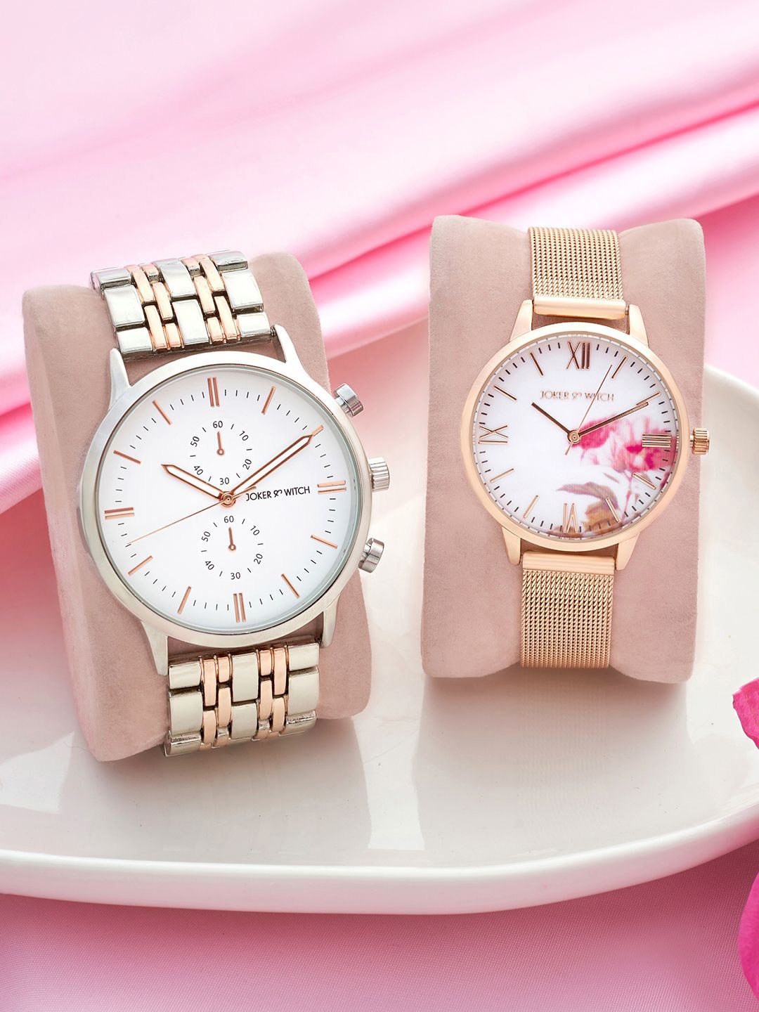 

JOKER & WITCH Chris & Alba Analogue Couple Watches Giftset, Rose gold