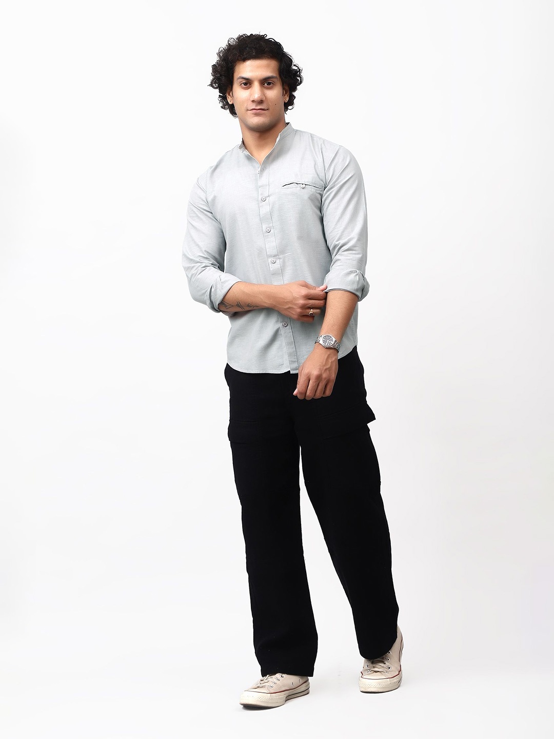 

BLUEBIRD Men Classic Opaque Casual Shirt, Grey