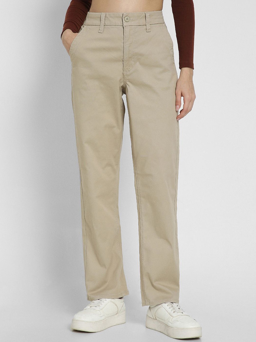 

AMERICAN EAGLE OUTFITTERS Women Slim Fit Trousers, Beige
