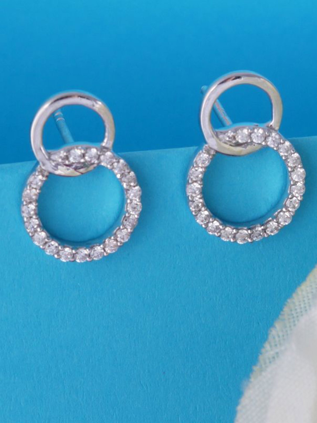

Tuanz Silver Jewelry 925 Sterling Silver Rhodium-Plated Stone Studded Drop Earrings