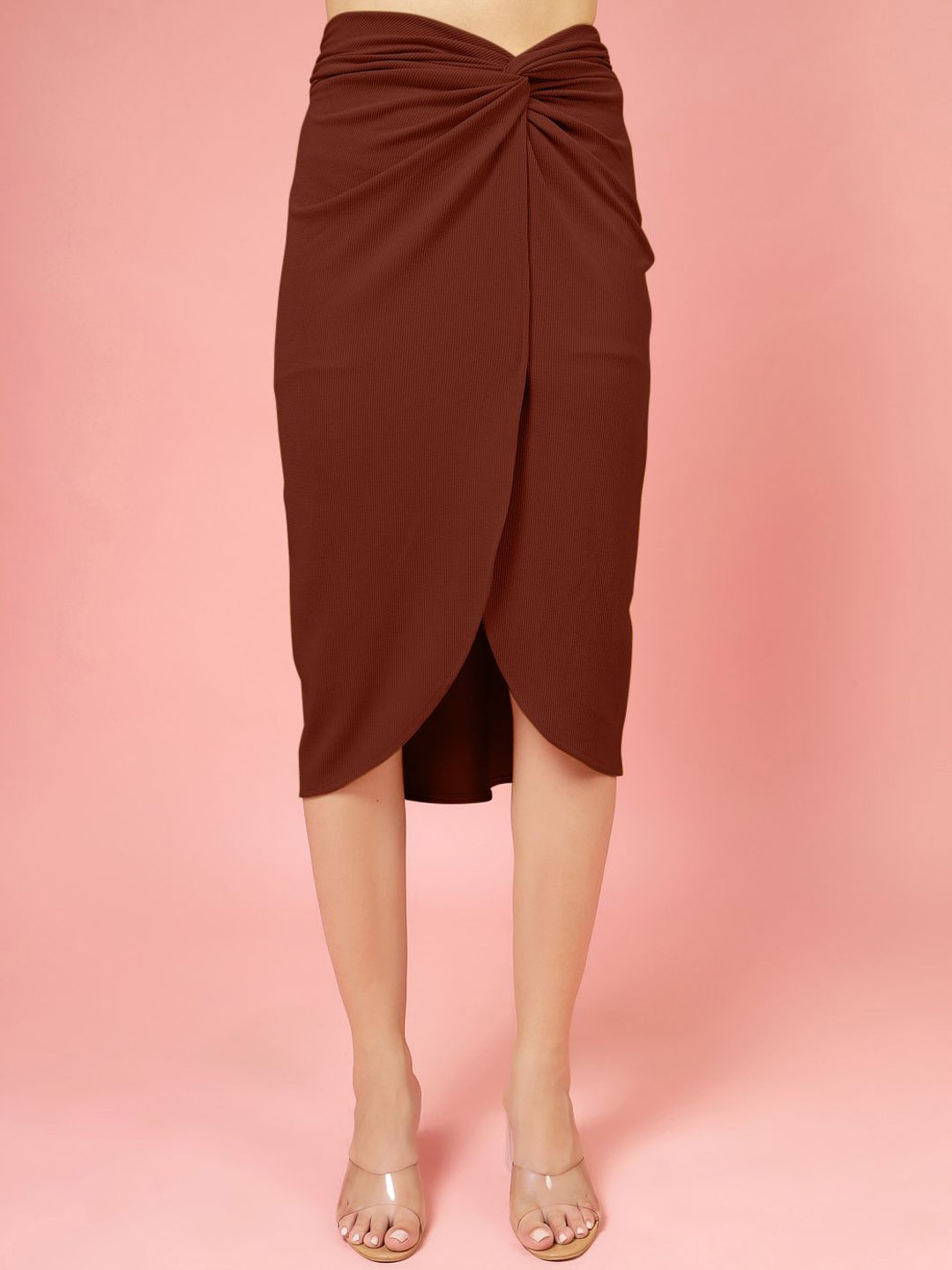 

DressBerry Tulip Midi Skirt, Brown