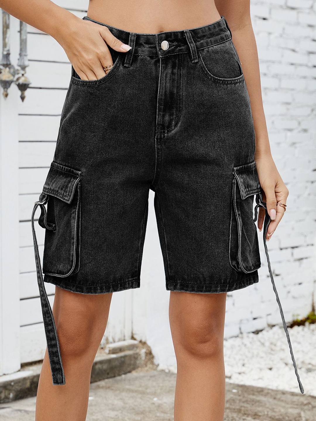 

StyleCast Women Denim Denim Shorts, Charcoal