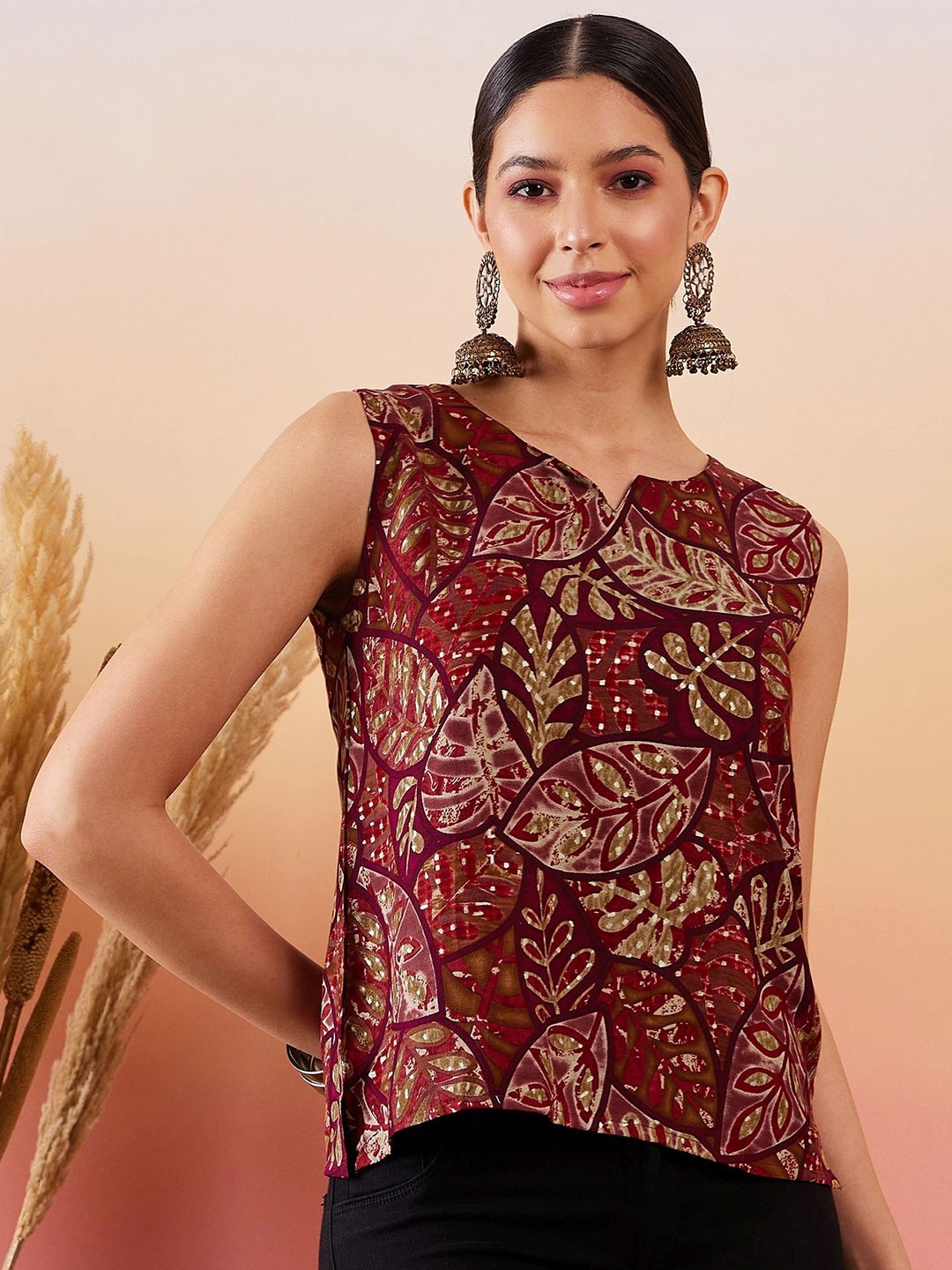 

InWeave Print Top, Red
