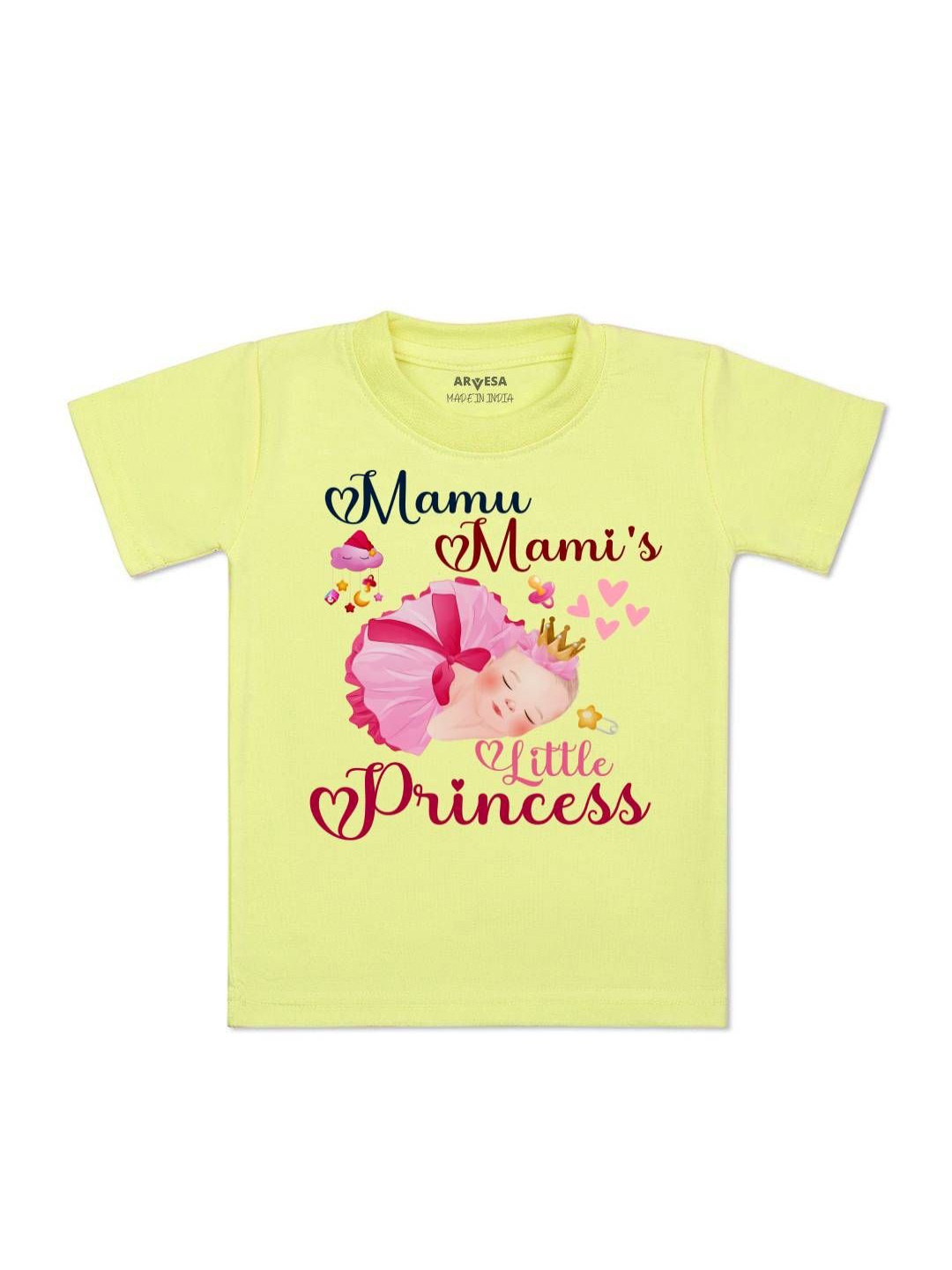 

Arvesa Kids Mamu Mami Little Princess Printed Tshirt, Yellow