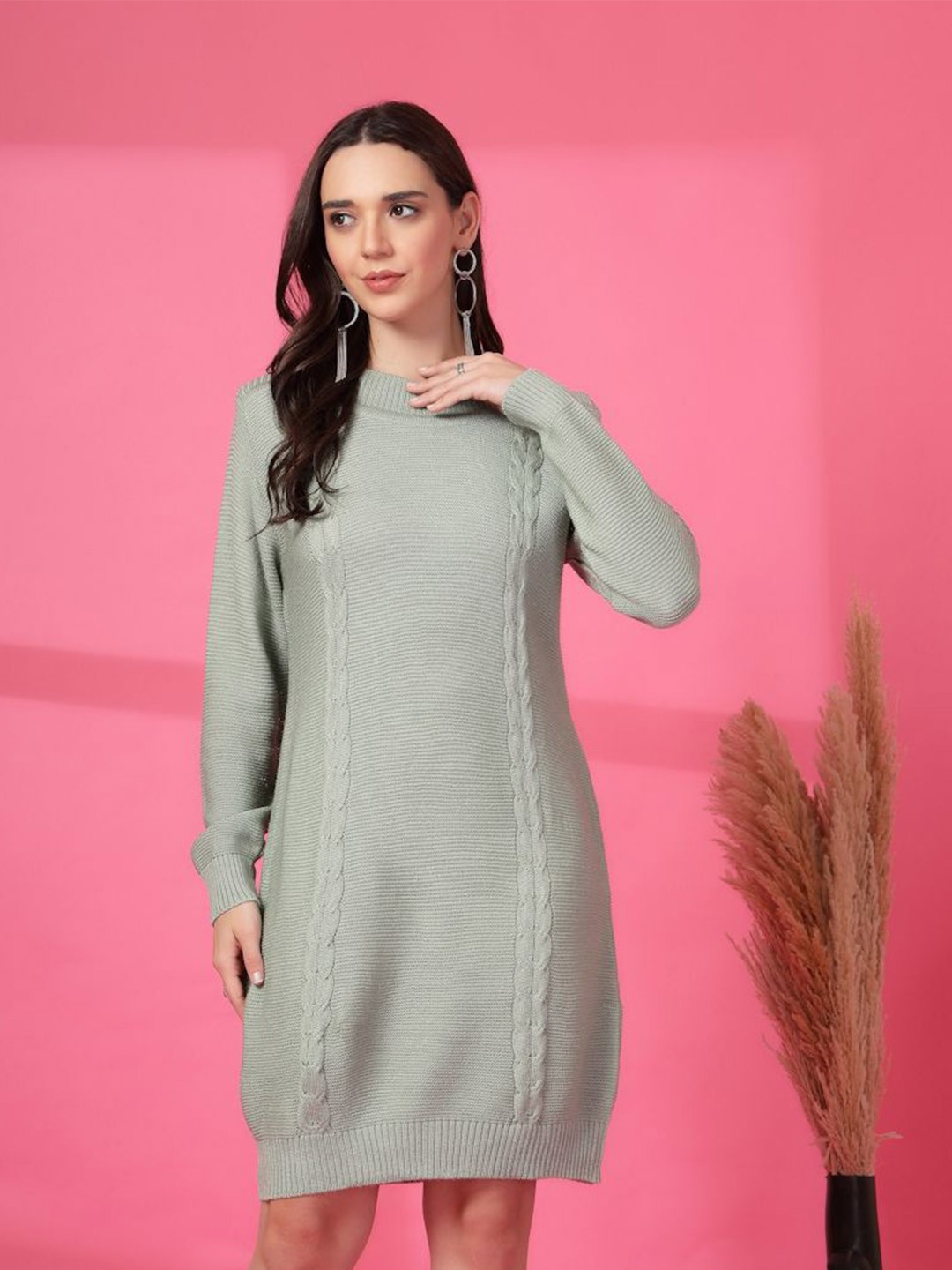 

all about you Woollen Bodycon Dress, Green