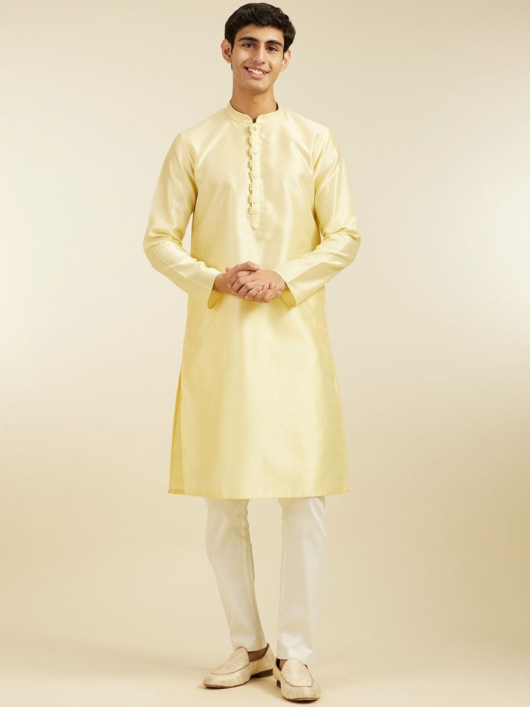 

Diwas by Manyavar Men Regular Kurta with Pyjamas, Yellow