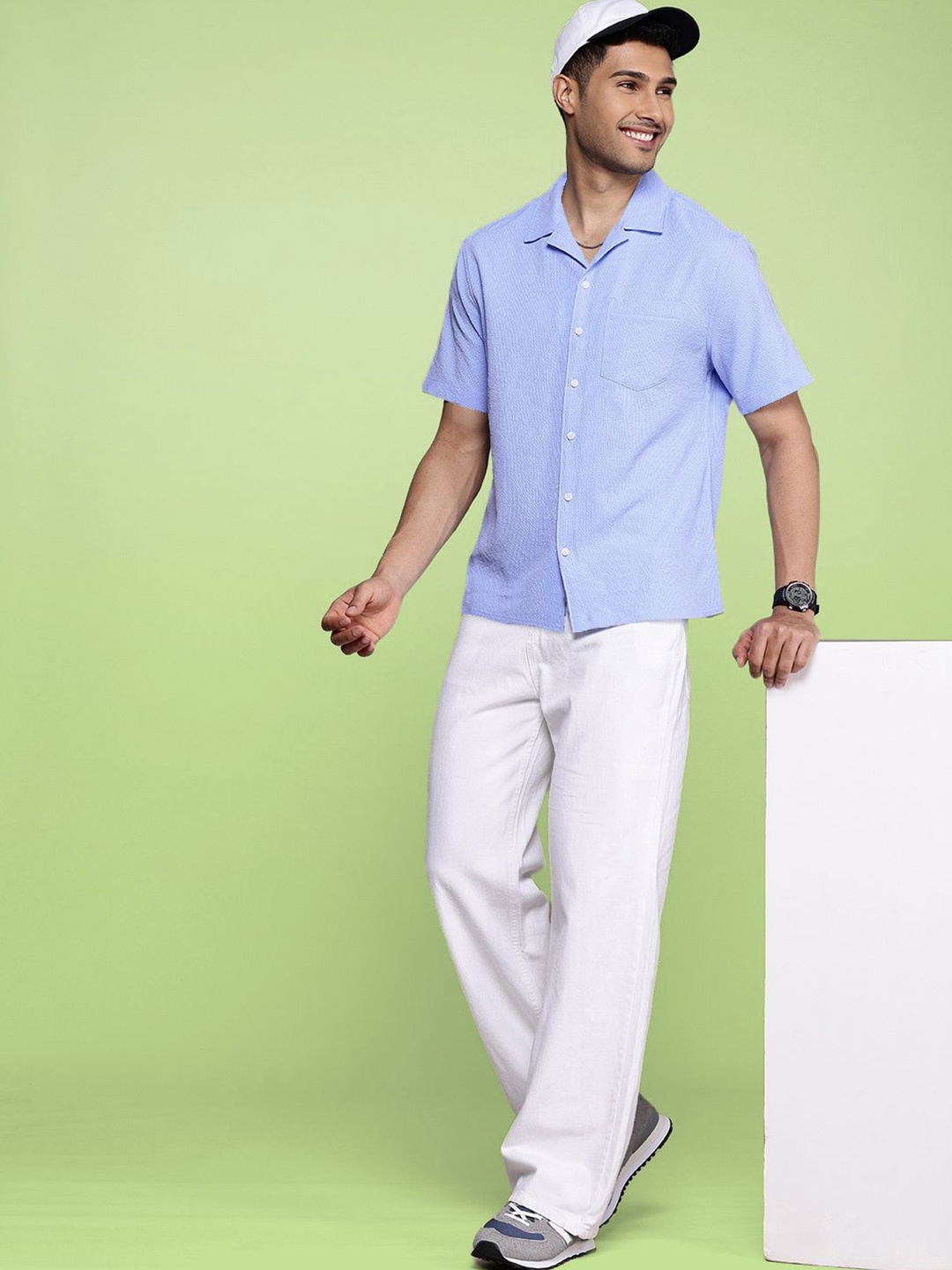 

Moda Rapido Men Standard Opaque Casual Shirt, Blue