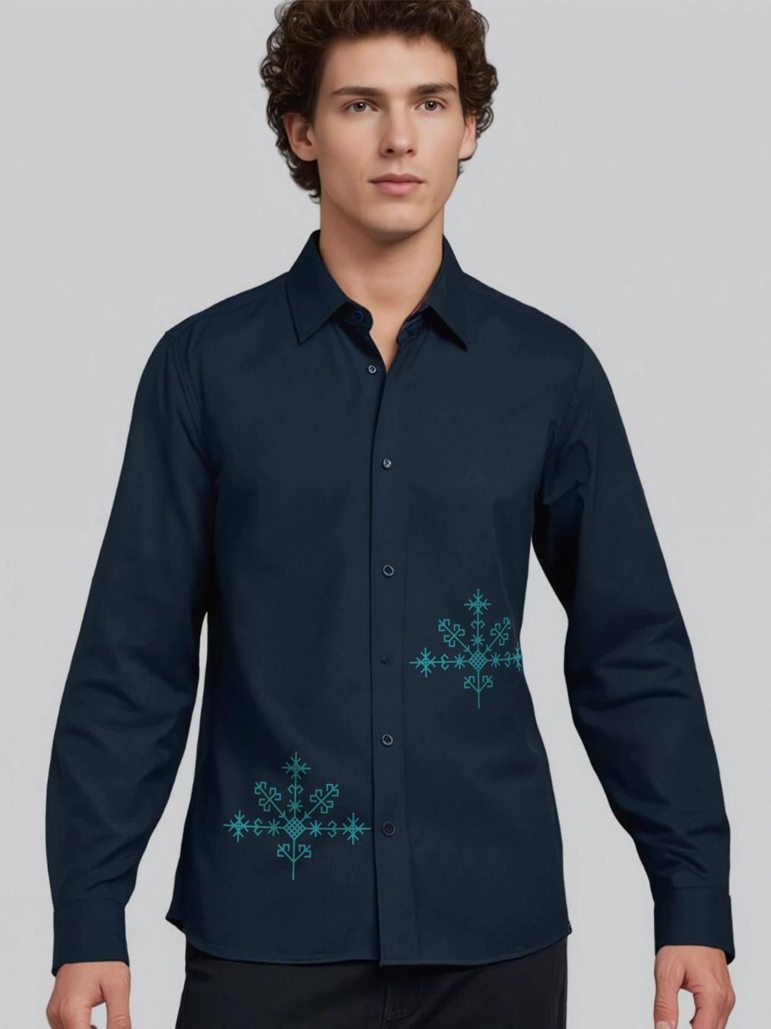 

HE SPOKE Men Smart Tailored Fit Opaque Casual Shirt, Navy blue