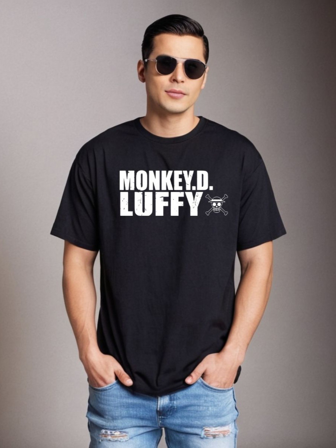 

Be Crazy Men Graphic Printed Round Neck Oversized Cotton T-shirt, Black