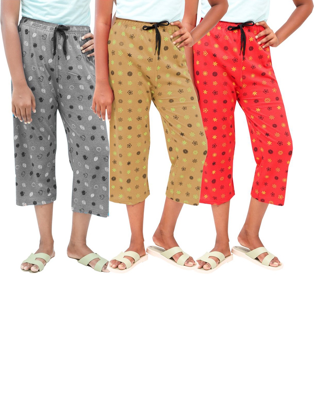 

AFRA GARMENTS Women Printed Capris, Grey