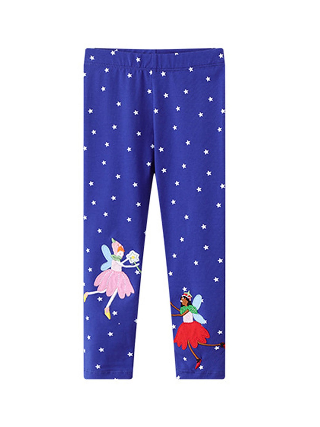 

LULU & SKY Girls Star Printed Applique Ankle Length Leggings, Blue