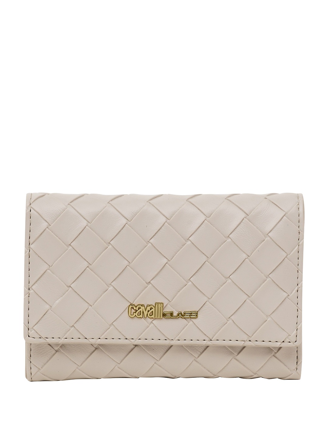 

Cavalli Class Women Textured Three Fold Wallet, Grey