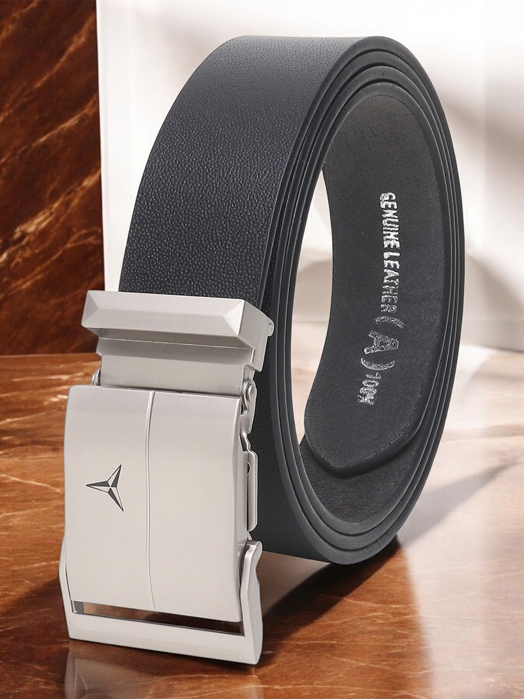 

Metronaut Men Textured Leather Formal Belt, Black