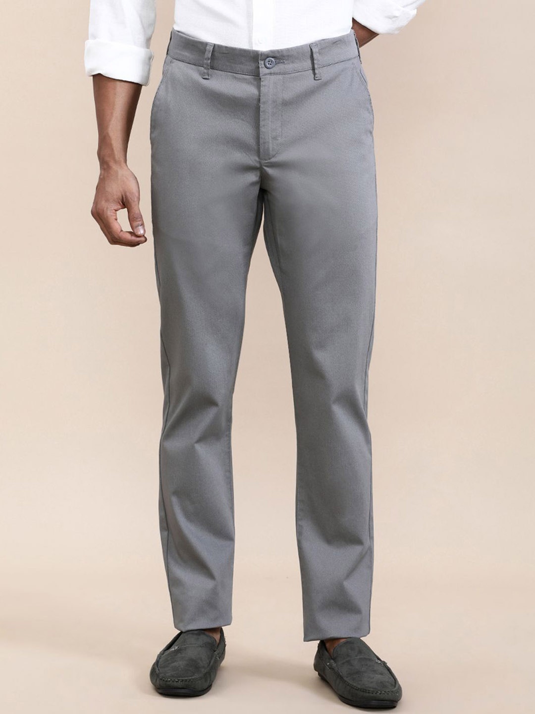 

Crocodile Men Textured Stretch Slim Fit Pants, Grey